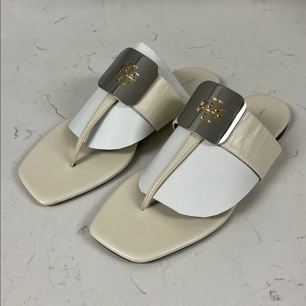 Tory Burch Georgia Thong Sandal (Women) Light Cream Size 8 Flip Flop